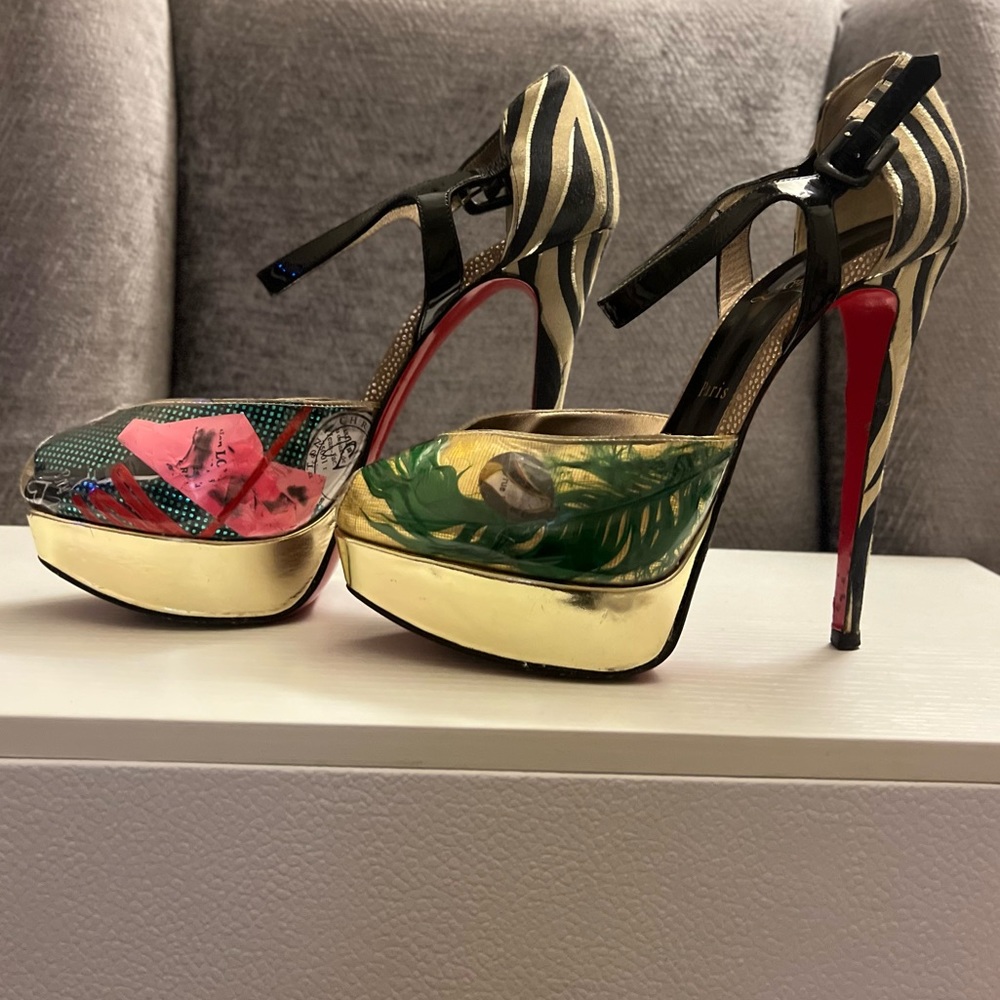 Christian Louboutin platform zebra heels multicolor each design is different - Picture 3 of 5